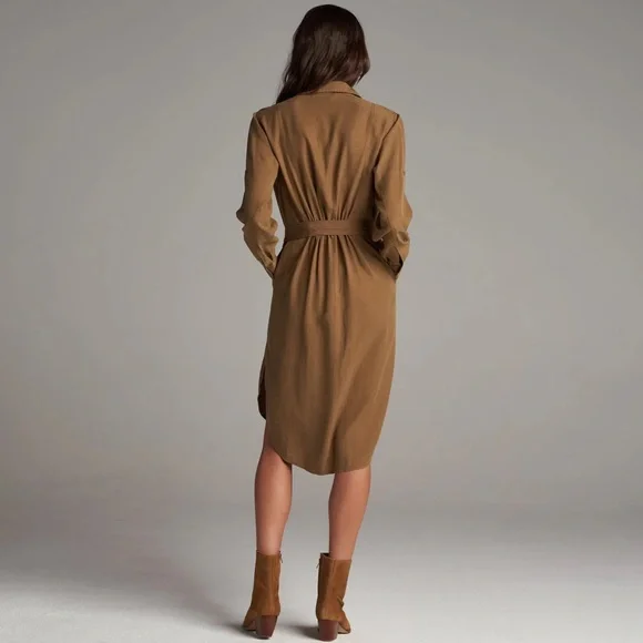 Elegant Tan Midi Dress - Picture 6 of 8